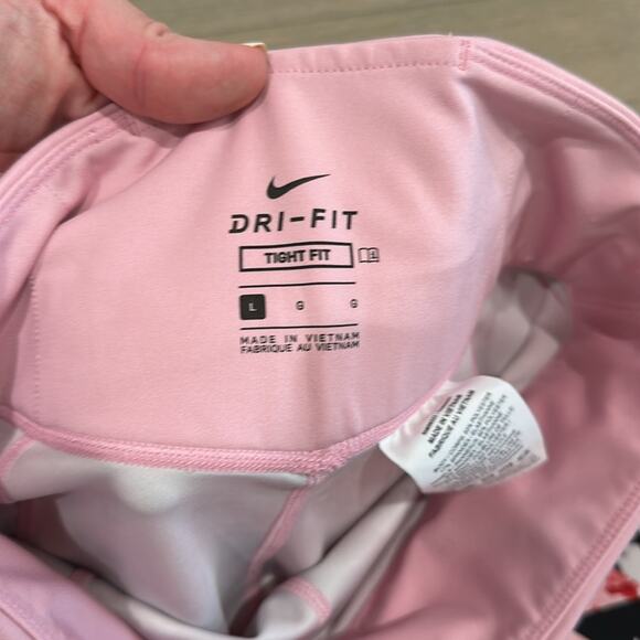 NIKE Girls Pink Black Dri-Fit Floral Abstract Printed Tight Fit Leggings Size L - Picture 8 of 14